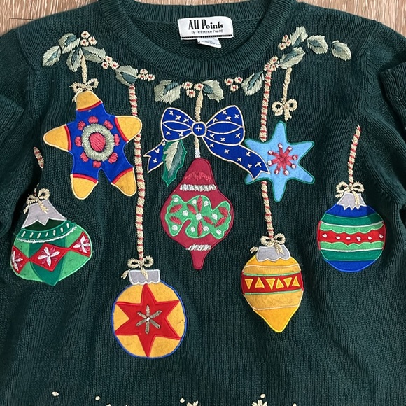All Points By Reference Point Vintage Ugly Christmas Cardigan size Medium - Picture 2 of 5